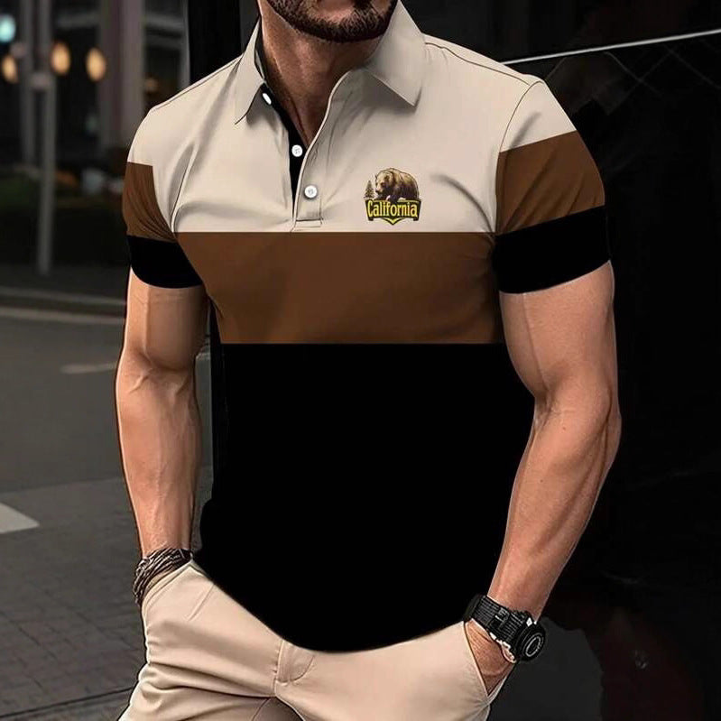 Men’s Casual Printed Button‑Up Shirt – Lightweight Lapel Collar Short Sleeve Top for Everyday, Beach, and Summer Wear