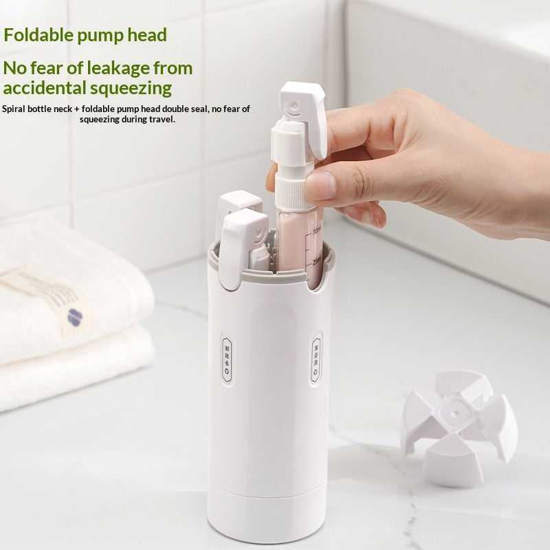 4‑in‑1 Travel Dispenser Bottle – Leak‑Proof Portable Refillable Toiletry Container for Shampoo, Conditioner, Lotion & Perfume
