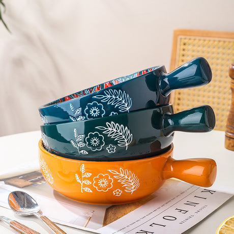 Glazed Ceramic Salad & Dessert Bowl – Household Serving Bowl for Salad, Fruit, Snacks & Desserts