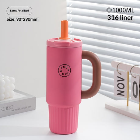 Ceramic-Lined Insulated Water Mug – Stainless Steel, Straw Lid, Perfect for Travel & Outdoors