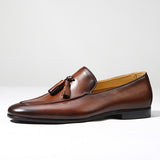 Men’s Premium Leather Tassel Loafers – Breathable Summer Style