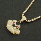 Men's Full Diamond Monkey Pendant Necklace
