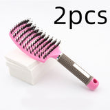 Large Curved Boar Bristle Hair Brush – Massage Comb for Curly & Wavy Hair | Anti-Frizz Detangling & Styling Hairbrush