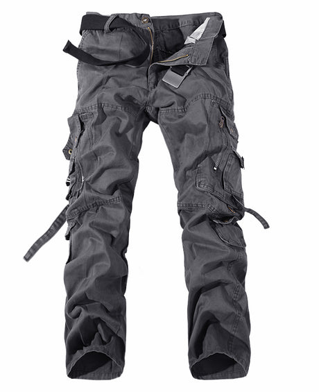 Men’s Washed Multi-Pocket Cargo Pants – Durable Tactical Work & Casual Utility Trousers