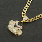 Men's Full Diamond Monkey Pendant Necklace