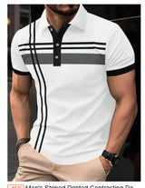 Men’s Casual Printed Button‑Up Shirt – Lightweight Lapel Collar Short Sleeve Top for Everyday, Beach, and Summer Wear