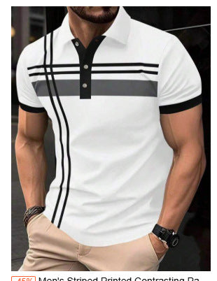 Men’s Casual Printed Button‑Up Shirt – Lightweight Lapel Collar Short Sleeve Top for Everyday, Beach, and Summer Wear