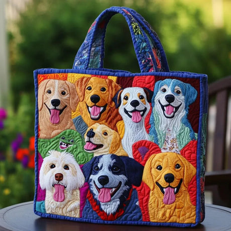 Lightweight Canvas Dog Print Tote & Shoulder Bag – 300g Casual Reusable Shopping Handbag