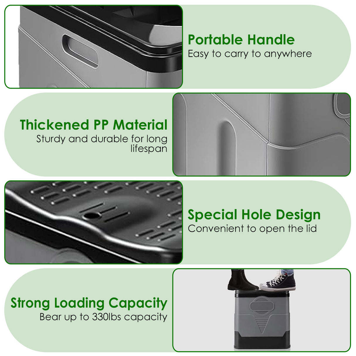 Portable Foldable Camping Toilet with Lid & Carry Bag - Emergency Travel Potty for Car, Hiking & Boating