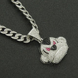 Men's Full Diamond Monkey Pendant Necklace