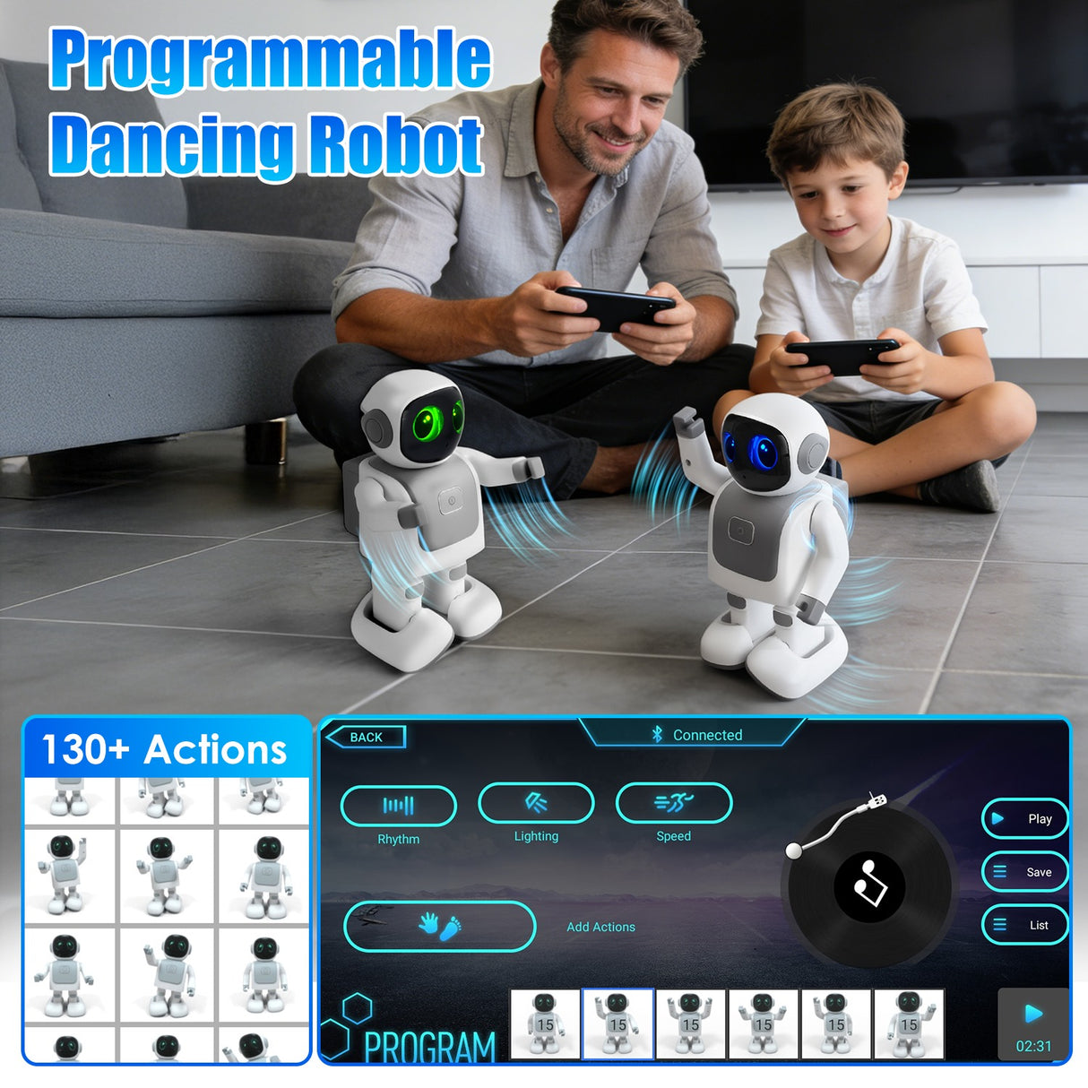 AI Dancing Robot Toy – Smart Interactive Learning & Entertainment Robot for Kids with Bluetooth Music, Programmable Moves & Voice Assistant