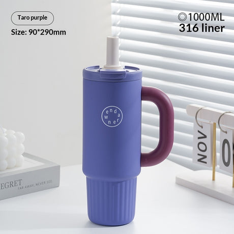 Ceramic-Lined Insulated Water Mug – Stainless Steel, Straw Lid, Perfect for Travel & Outdoors