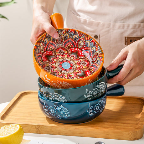 Glazed Ceramic Salad & Dessert Bowl – Household Serving Bowl for Salad, Fruit, Snacks & Desserts