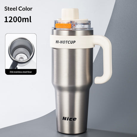 Ceramic-Lined Insulated Water Mug – Stainless Steel, Straw Lid, Perfect for Travel & Outdoors