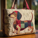 Lightweight Canvas Dog Print Tote & Shoulder Bag – 300g Casual Reusable Shopping Handbag