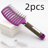 Large Curved Boar Bristle Hair Brush – Massage Comb for Curly & Wavy Hair | Anti-Frizz Detangling & Styling Hairbrush