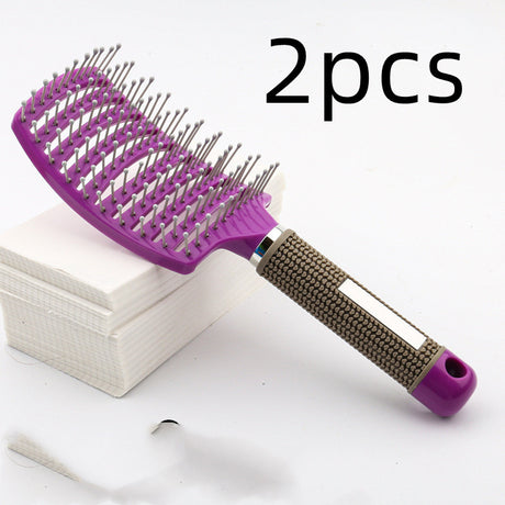 Large Curved Boar Bristle Hair Brush – Massage Comb for Curly & Wavy Hair | Anti-Frizz Detangling & Styling Hairbrush