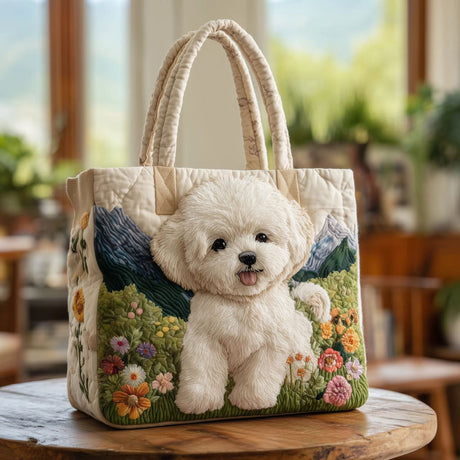 Lightweight Canvas Dog Print Tote & Shoulder Bag – 300g Casual Reusable Shopping Handbag