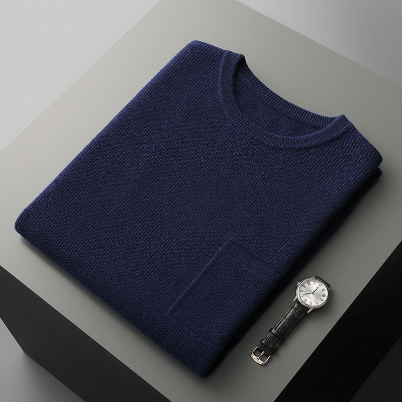 Men’s Round‑Neck Jacquard Knitted Pullover Vest – Business Casual Sleeveless Sweater for Office & Fall/Winter Layering