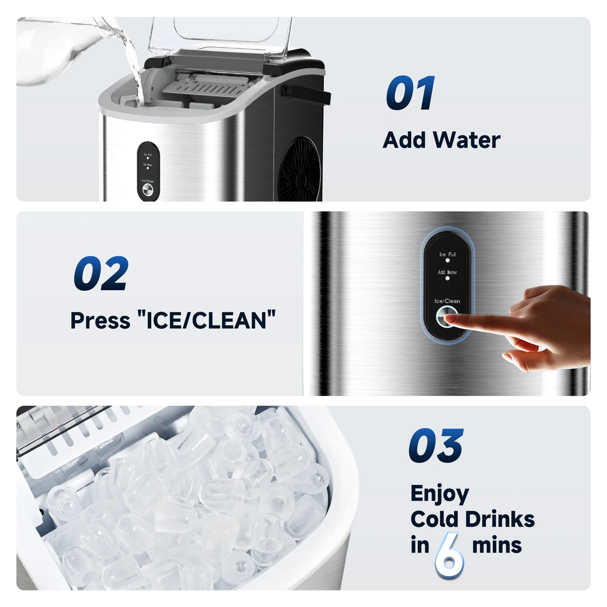 SIMZLIFE Portable Ice Maker Machine – 26.5 lbs/Day | 9 Ice Cubes in 6 Minutes | Auto-Cleaning Countertop Ice Maker with Basket & Scoop