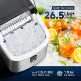 SIMZLIFE Portable Ice Maker Machine – 26.5 lbs/Day | 9 Ice Cubes in 6 Minutes | Auto-Cleaning Countertop Ice Maker with Basket & Scoop