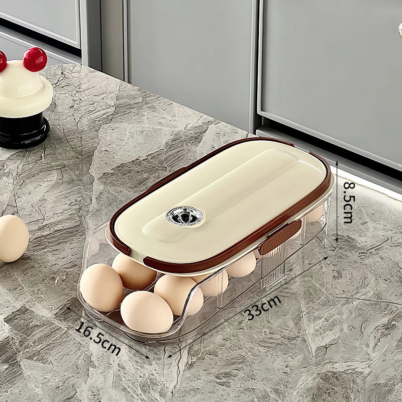 Refrigerator Egg Organizer – 1PCS Sliding Automatic Egg Roller Storage Carton