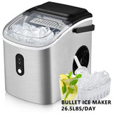SIMZLIFE Portable Ice Maker Machine – 26.5 lbs/Day | 9 Ice Cubes in 6 Minutes | Auto-Cleaning Countertop Ice Maker with Basket & Scoop