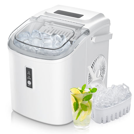 SIMZLIFE Portable Ice Maker Machine – 26.5 lbs/Day | 9 Ice Cubes in 6 Minutes | Auto-Cleaning Countertop Ice Maker with Basket & Scoop
