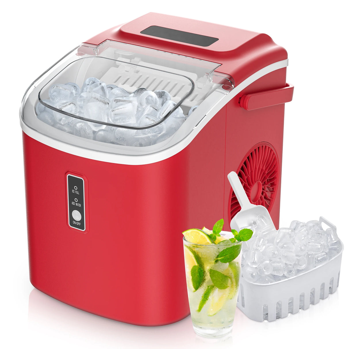 SIMZLIFE Portable Ice Maker Machine – 26.5 lbs/Day | 9 Ice Cubes in 6 Minutes | Auto-Cleaning Countertop Ice Maker with Basket & Scoop