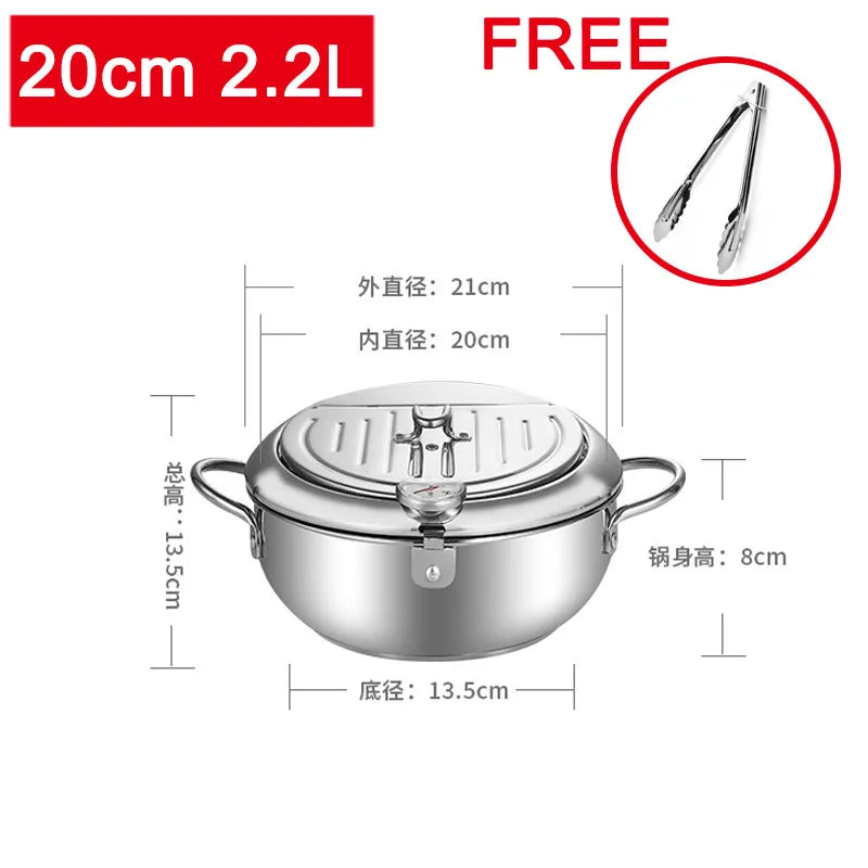 Japanese-Style Tempura Fryer – Mini Oil-Saving Deep Frying Pot with Temperature Control | Household Small Fryer for Tempura & Snacks