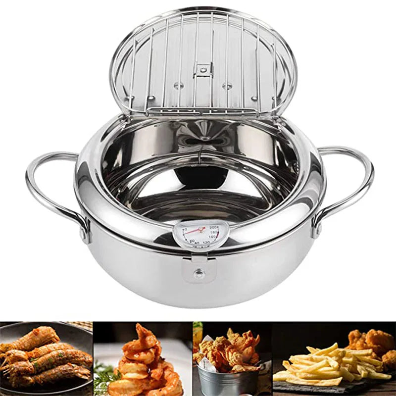 Japanese-Style Tempura Fryer – Mini Oil-Saving Deep Frying Pot with Temperature Control | Household Small Fryer for Tempura & Snacks