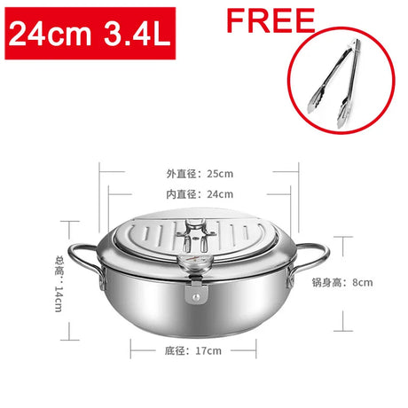Japanese-Style Tempura Fryer – Mini Oil-Saving Deep Frying Pot with Temperature Control | Household Small Fryer for Tempura & Snacks