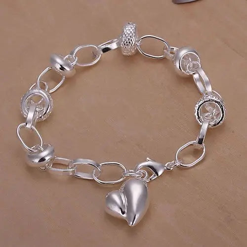 High-Quality Sterling Silver Peach Heart Bracelet Jewelry for Women
