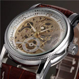 ORKINA MG Luxury Men’s Mechanical Skeleton Watch – Gold Case with Leather Strap (Model Number: MG016)