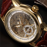 ORKINA MG Luxury Men’s Mechanical Skeleton Watch – Gold Case with Leather Strap (Model Number: MG016)