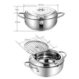 Japanese-Style Tempura Fryer – Mini Oil-Saving Deep Frying Pot with Temperature Control | Household Small Fryer for Tempura & Snacks