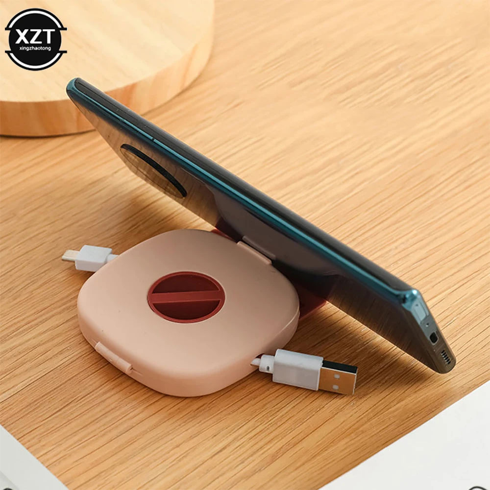 Rotating Cable Organizer & Winder Box – Portable Wire & Cord Storage with Phone Holder