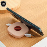 Rotating Cable Organizer & Winder Box – Portable Wire & Cord Storage with Phone Holder