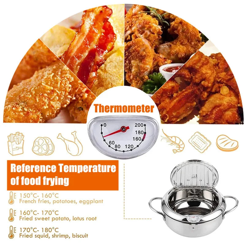 Japanese-Style Tempura Fryer – Mini Oil-Saving Deep Frying Pot with Temperature Control | Household Small Fryer for Tempura & Snacks