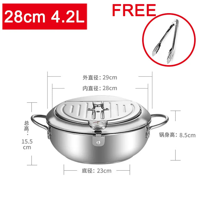 Japanese-Style Tempura Fryer – Mini Oil-Saving Deep Frying Pot with Temperature Control | Household Small Fryer for Tempura & Snacks