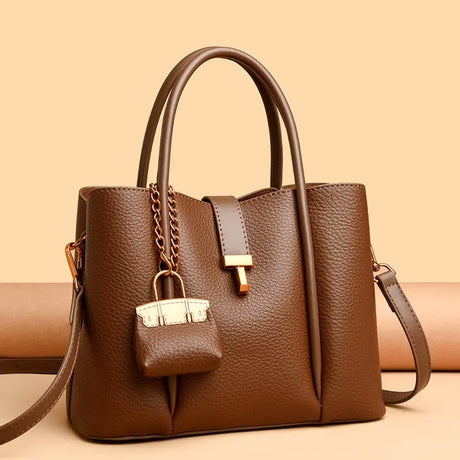 Stylish Women’s Leather Handbag with Zippered Compartment