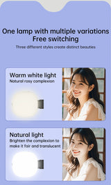 Espejo magnético para selfies con mini luz de relleno – Anillo de luz para teléfono ajustable de doble color 