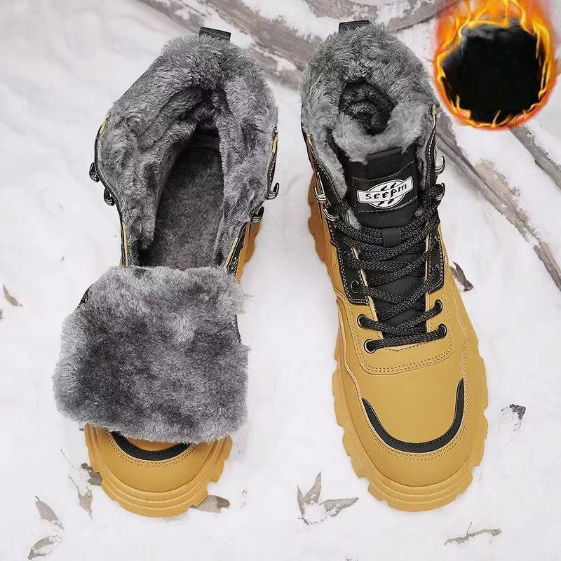 Men’s Waterproof Winter Snow Boots – Warm Outdoor Hiking & Work Shoes