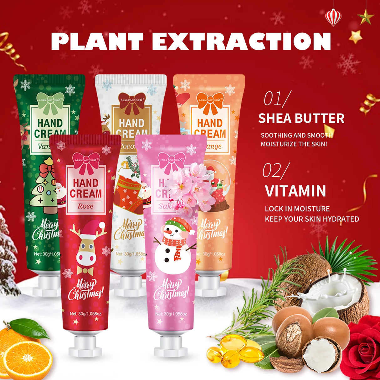 Christmas Gift 5-in-1 Travel Hand Cream Set