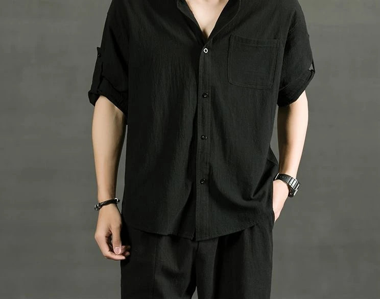 White Linen Cotton Half Sleeve Men’s Shirt