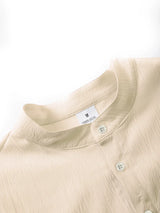 Men’s Classic Casual Stand-Up Collar V-Neck Long Sleeve Shirt