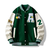 Men’s Embroidered Baseball Jacket – American Retro Brown Varsity Jacket | Fashion Autumn School Uniform Couple Jacket