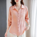 Women’s Jacquard Lapel Long-Sleeve Autumn Casual Shirt Jacket