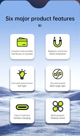 Espejo magnético para selfies con mini luz de relleno – Anillo de luz para teléfono ajustable de doble color 