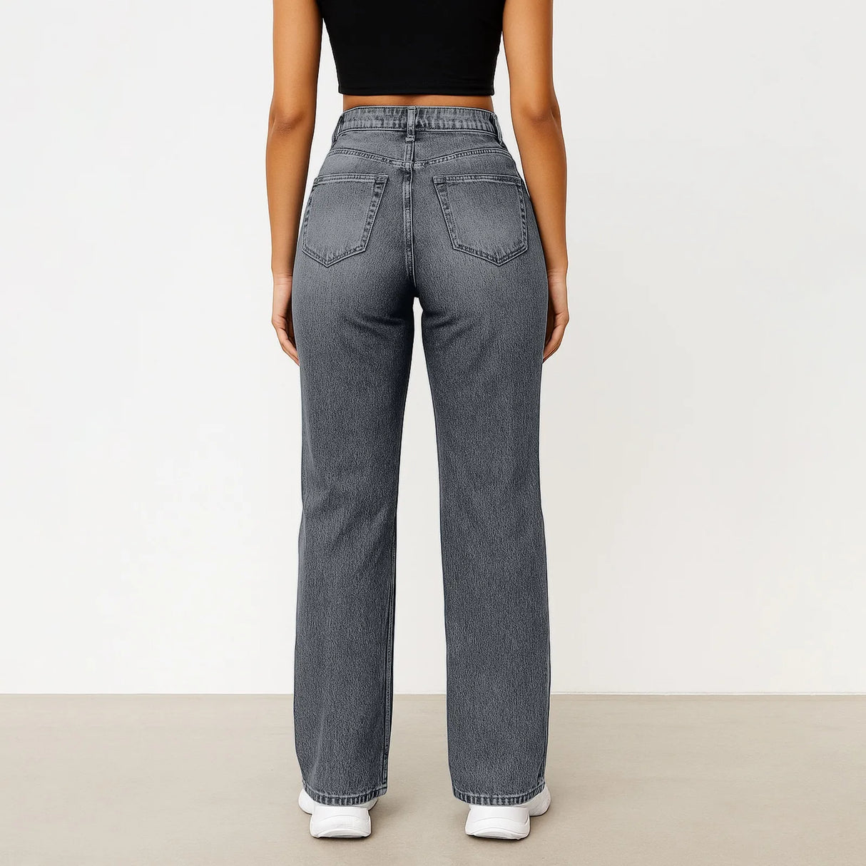 Wide-Leg Jeans for Women – Light Blue High-Waisted Loose-Fit Trousers | Simple Design Fashion Denim for Daily Wear